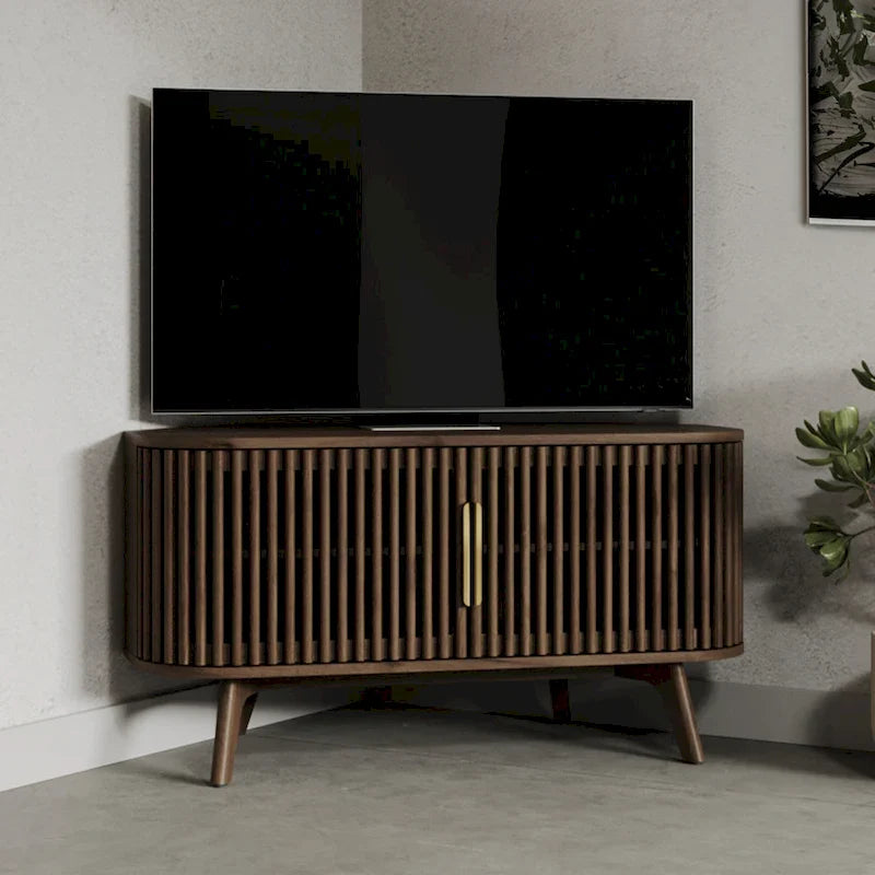 Meuble TV d'angle en bois Studio London Sierra avec accents Mid-Century