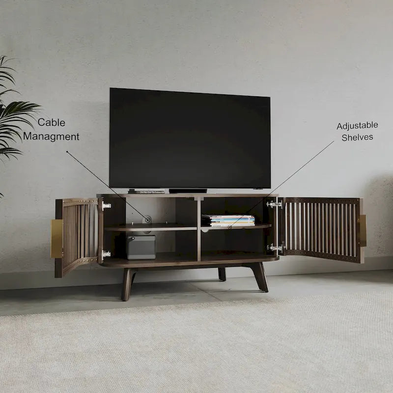Meuble TV d'angle en bois Studio London Sierra avec accents Mid-Century