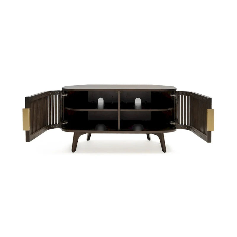 Meuble TV d'angle en bois Studio London Sierra avec accents Mid-Century