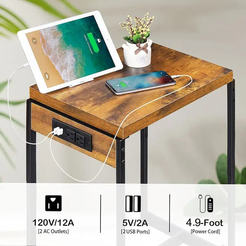 Tables de chevet (lot de 2) avec station de charge