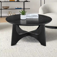 Table basse ronde en bois élégante contemporaine avec pieds croisés accrocheurs
