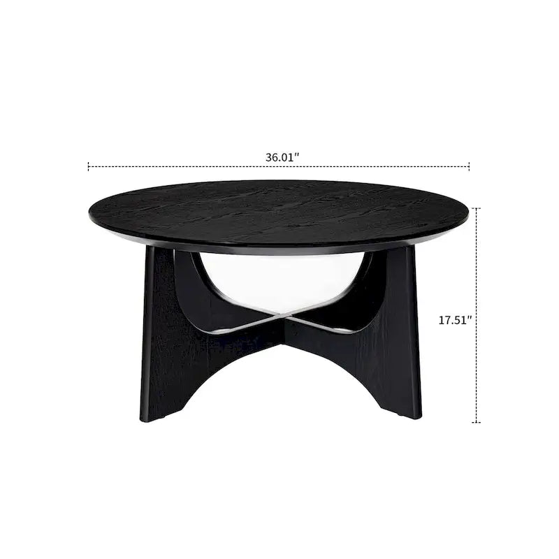 Table basse ronde en bois élégante contemporaine avec pieds croisés accrocheurs