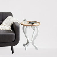 Table d'appoint ronde en bois sculpté - 25x19x19