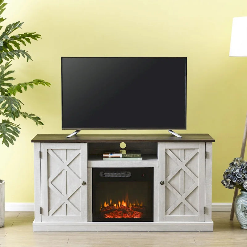 Meuble TV console de 54 po pour téléviseurs jusqu'à 60 po avec cheminée électrique - 54 po de largeur