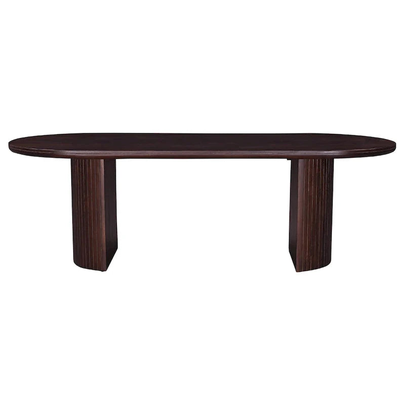 Table à manger ovale à double piédestal Geneva 94 pouces en bois