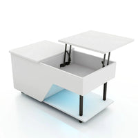 Table basse à plateau relevable moderne DH BASIC de 37 pouces avec éclairage LED 16 couleurs et étagère réglable