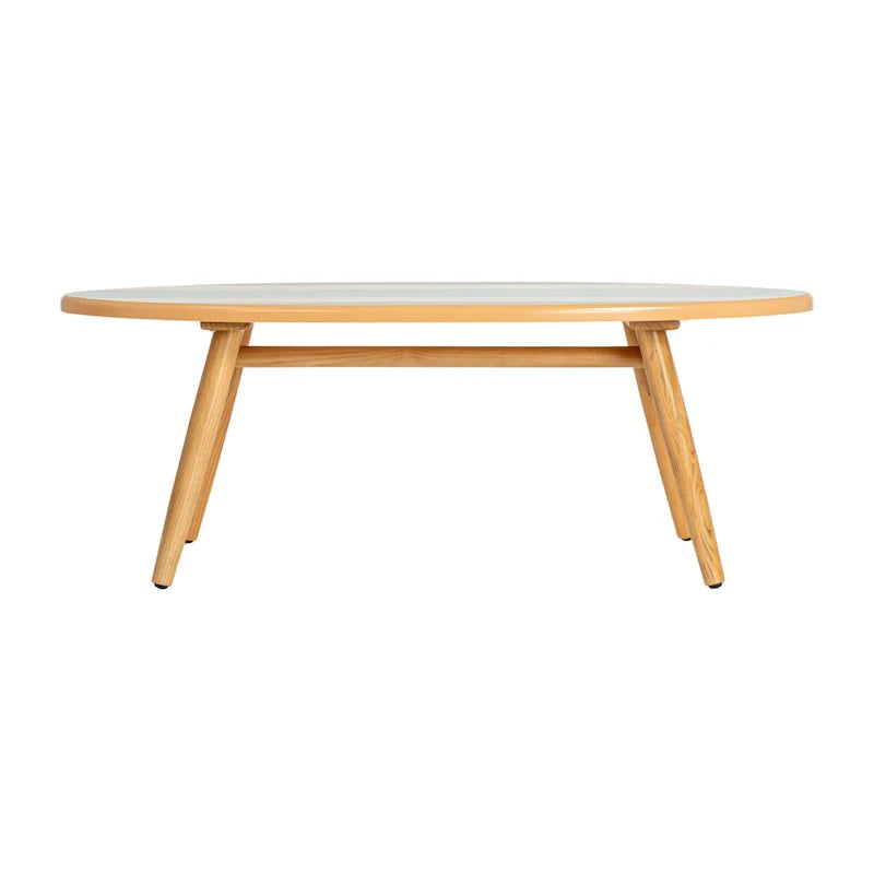 Table basse ovale planche de surf rayée, multicolore