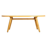 Table basse ovale planche de surf rayée, multicolore