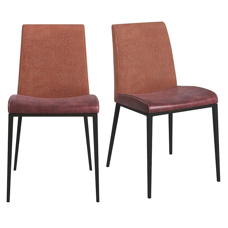 Ensemble de deux chaises en acier inoxydable brun et rouille