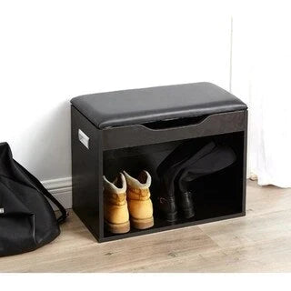 Banc à chaussures compact avec coussin supérieur Yak About It - Noir