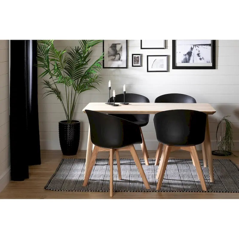 Lot de 2 chaises de salle à manger Flam avec pieds en bois de hêtre