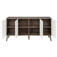 Buffet mid-century moderne Prepac Milo à 4 portes - 64 L x 32 H x 16 P