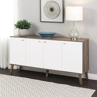 Buffet mid-century moderne Prepac Milo à 4 portes - 64 L x 32 H x 16 P