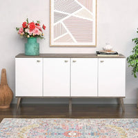 Buffet mid-century moderne Prepac Milo à 4 portes - 64 L x 32 H x 16 P
