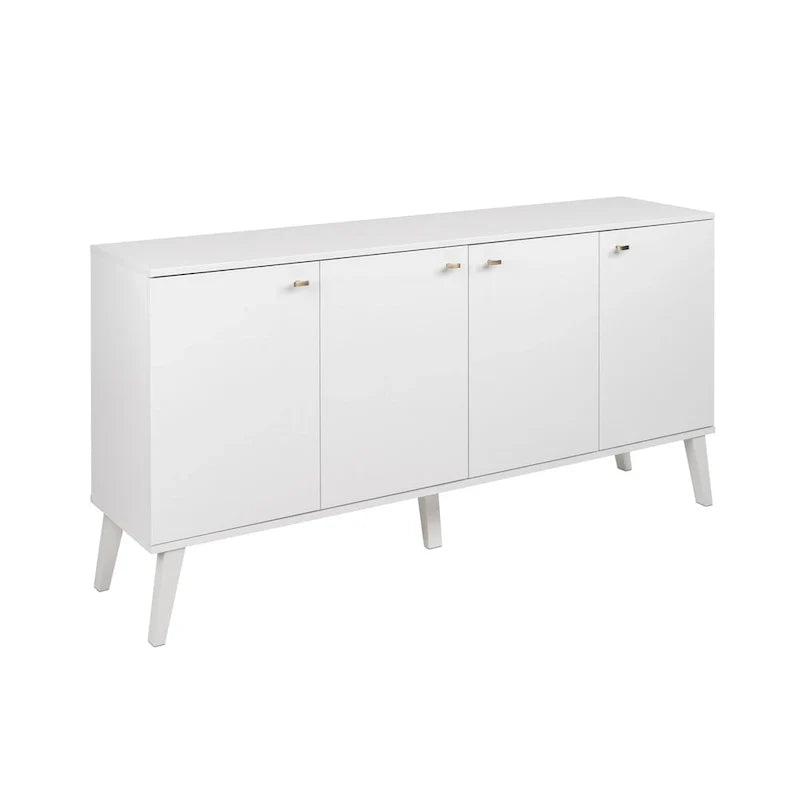 Buffet mid-century moderne Prepac Milo à 4 portes - 64 L x 32 H x 16 P