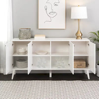 Buffet mid-century moderne Prepac Milo à 4 portes - 64 L x 32 H x 16 P