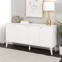 Buffet mid-century moderne Prepac Milo à 4 portes - 64 L x 32 H x 16 P
