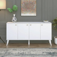 Buffet mid-century moderne Prepac Milo à 4 portes - 64 L x 32 H x 16 P
