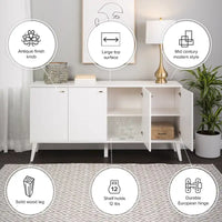 Buffet mid-century moderne Prepac Milo à 4 portes - 64 L x 32 H x 16 P