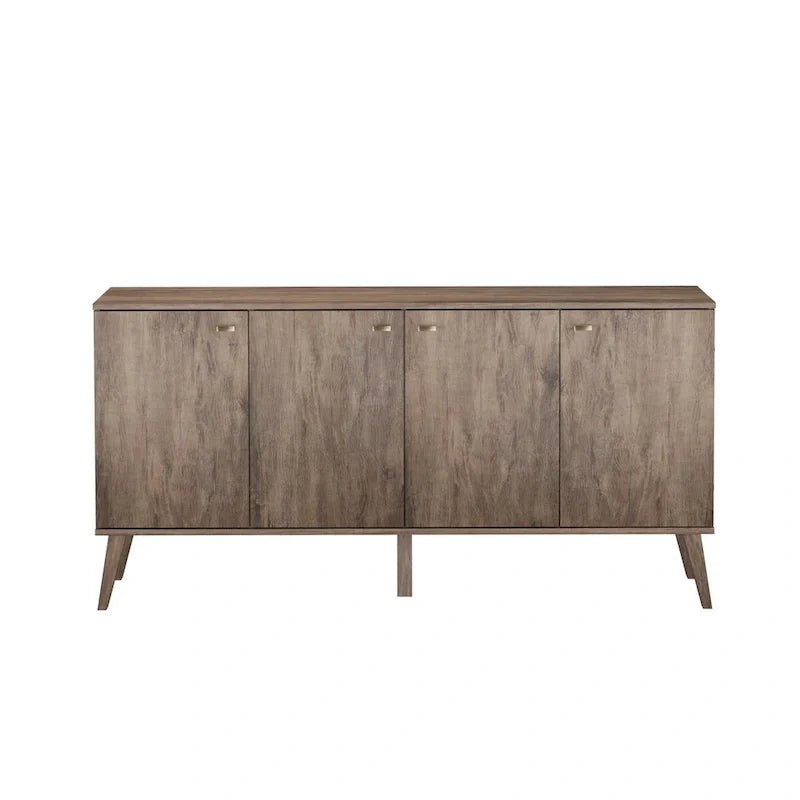 Buffet mid-century moderne Prepac Milo à 4 portes - 64 L x 32 H x 16 P