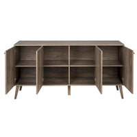 Buffet mid-century moderne Prepac Milo à 4 portes - 64 L x 32 H x 16 P