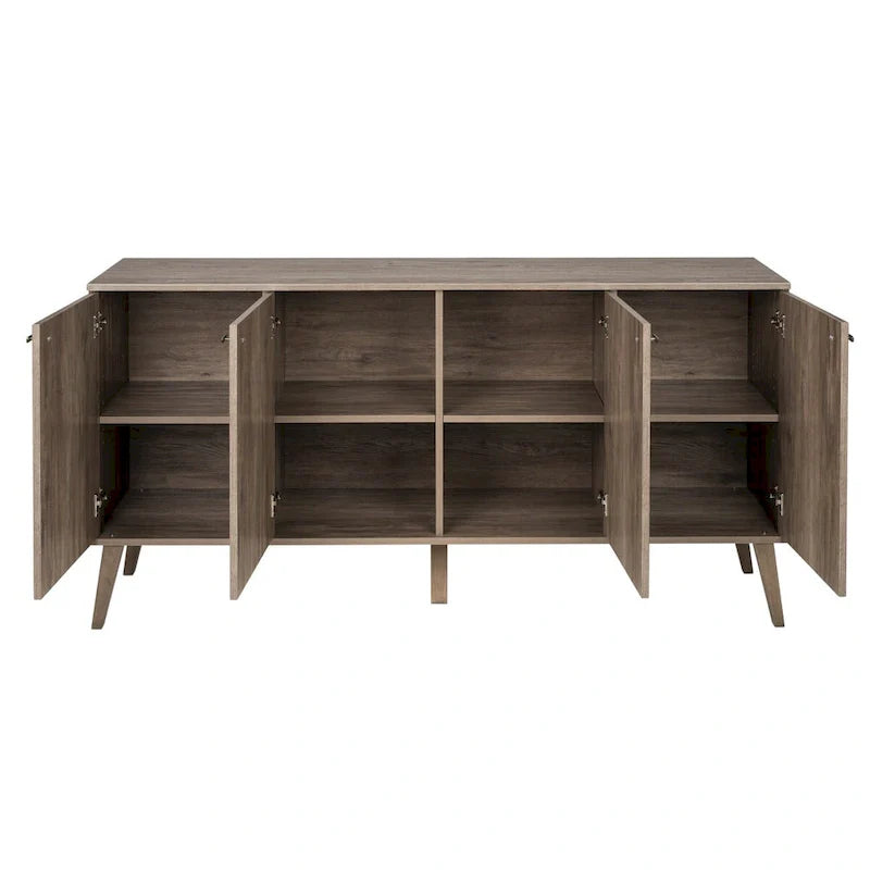 Buffet mid-century moderne Prepac Milo à 4 portes - 64 L x 32 H x 16 P