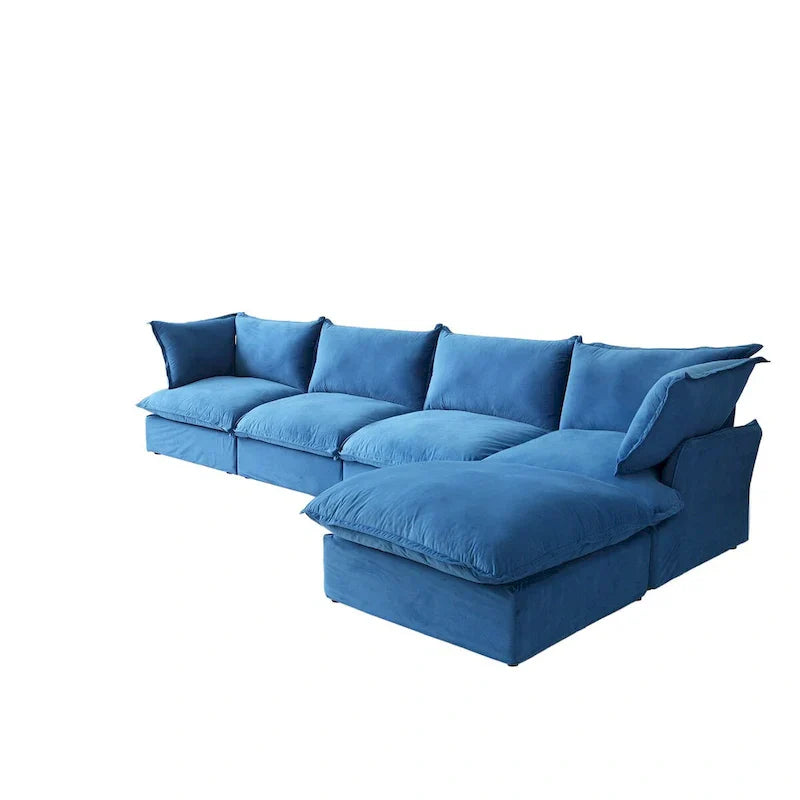 Canapé sectionnel modulable, canapé en velours 162.98 en forme de L avec ottoman