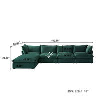 Canapé sectionnel modulable, canapé en velours 162.98 en forme de L avec ottoman