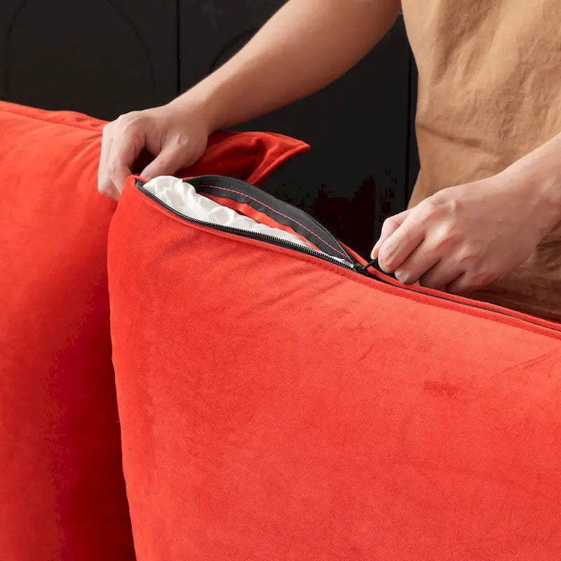 Canapé sectionnel modulable, canapé en velours 162.98 en forme de L avec ottoman