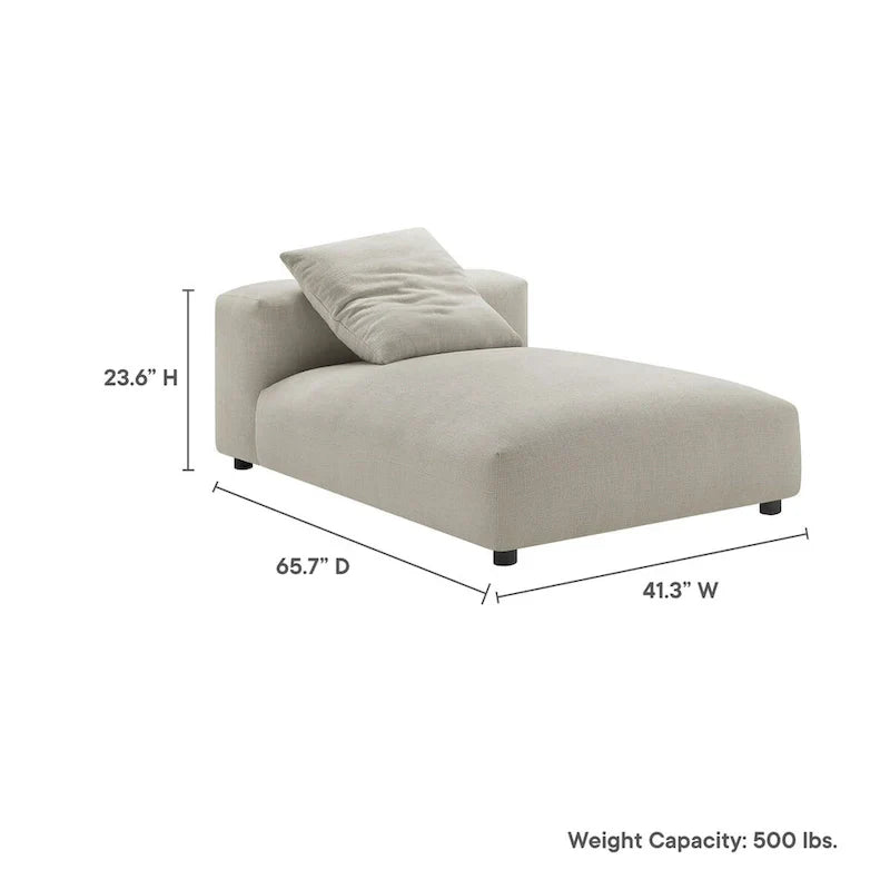 Solace Méridienne modulable rembourrée en tissu sans accoudoirs