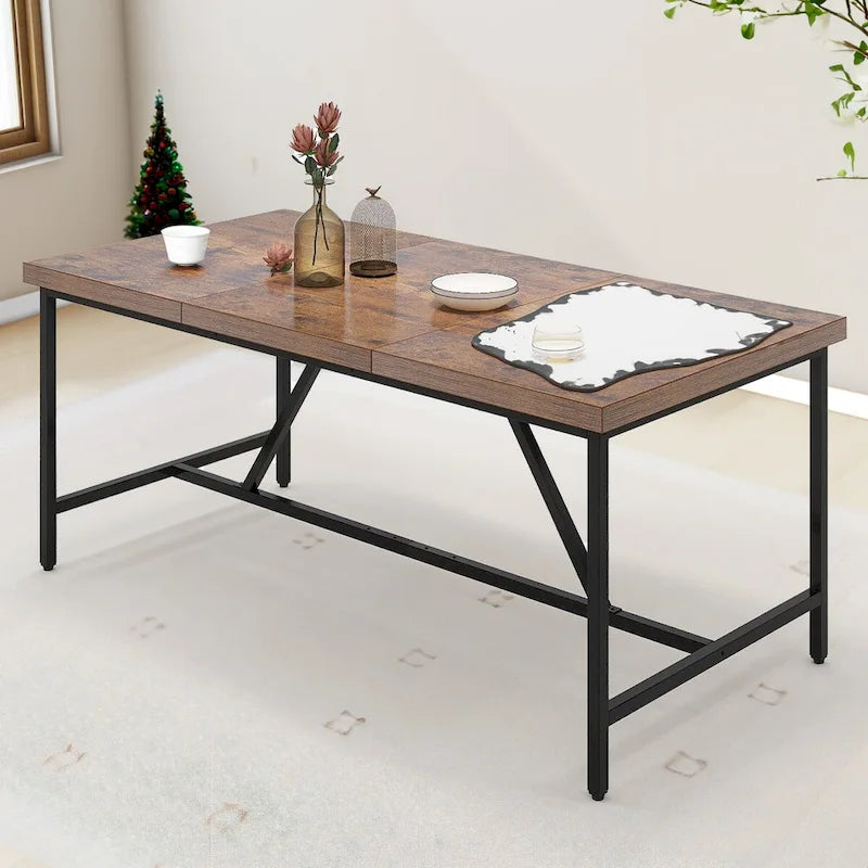 Grande table de salle à manger rustique Moasis 70 pouces pour jusqu'à 8 personnes