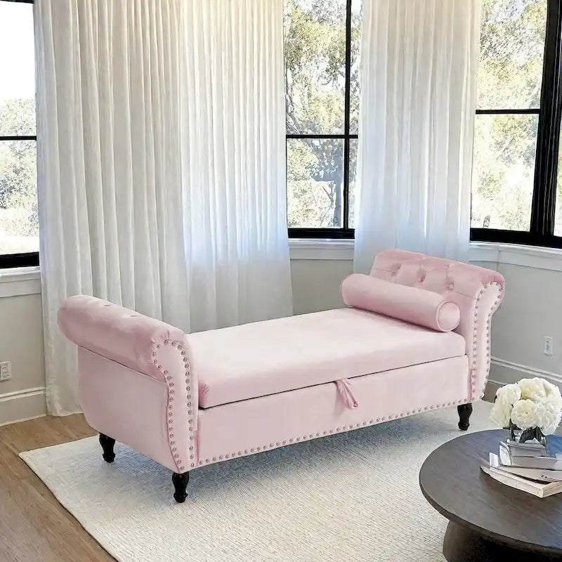 Banc coffre de rangement multifonctionnel traditionnel en velours Xanthia avec oreiller par Christopher Knight Home