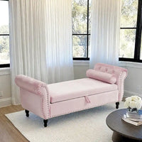 Banc coffre de rangement multifonctionnel traditionnel en velours Xanthia avec oreiller par Christopher Knight Home