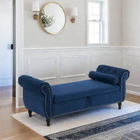 Banc coffre de rangement multifonctionnel traditionnel en velours Xanthia avec oreiller par Christopher Knight Home