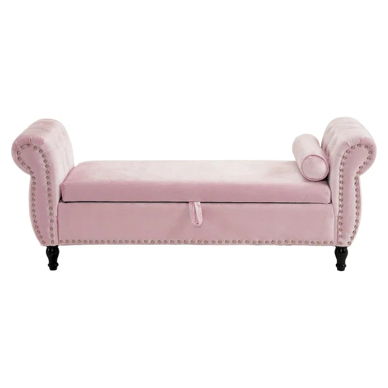 Banc coffre de rangement multifonctionnel traditionnel en velours Xanthia avec oreiller par Christopher Knight Home