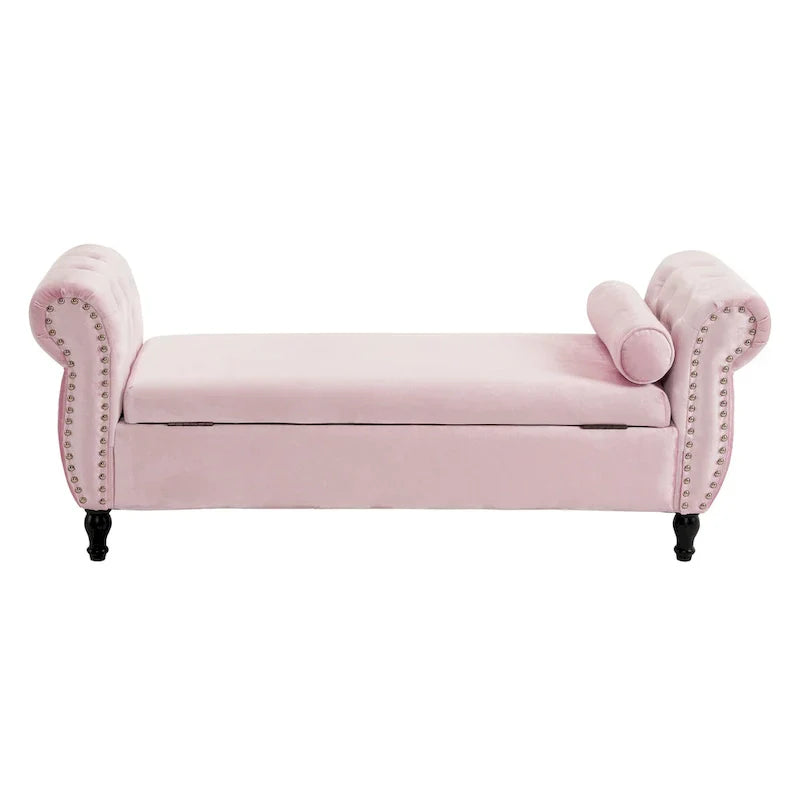 Banc coffre de rangement multifonctionnel traditionnel en velours Xanthia avec oreiller par Christopher Knight Home