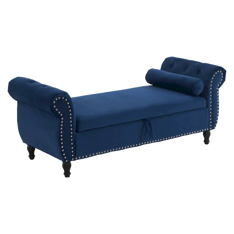 Banc coffre de rangement multifonctionnel traditionnel en velours Xanthia avec oreiller par Christopher Knight Home