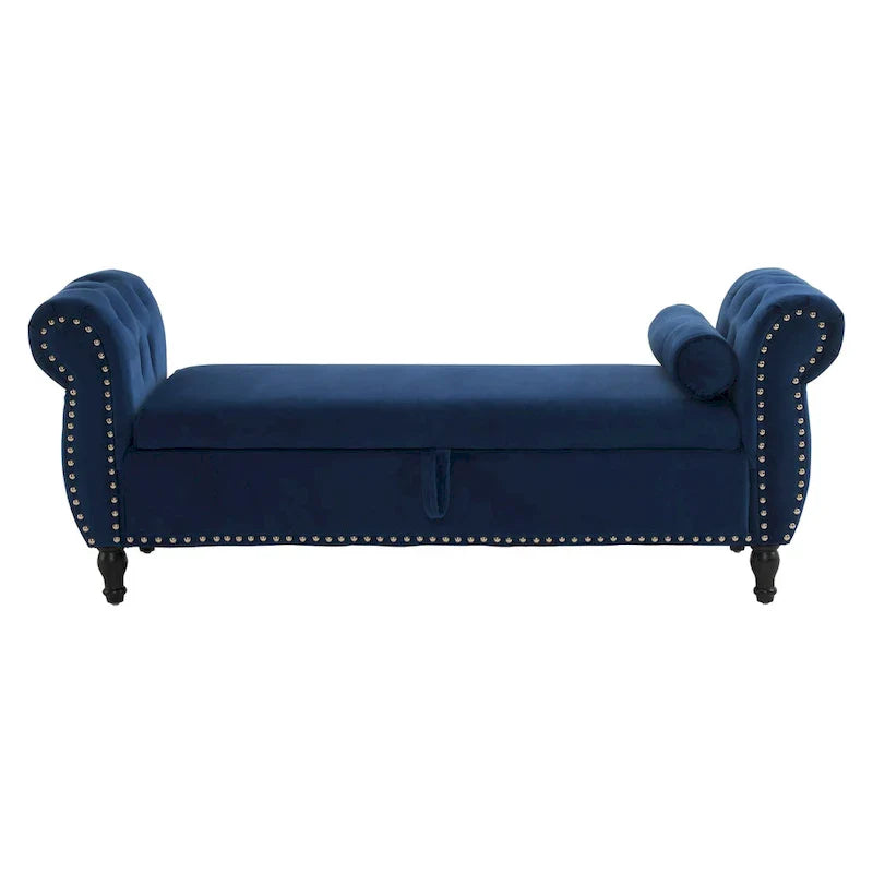 Banc coffre de rangement multifonctionnel traditionnel en velours Xanthia avec oreiller par Christopher Knight Home