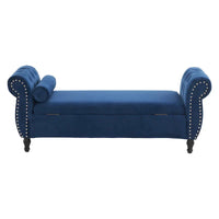Banc coffre de rangement multifonctionnel traditionnel en velours Xanthia avec oreiller par Christopher Knight Home