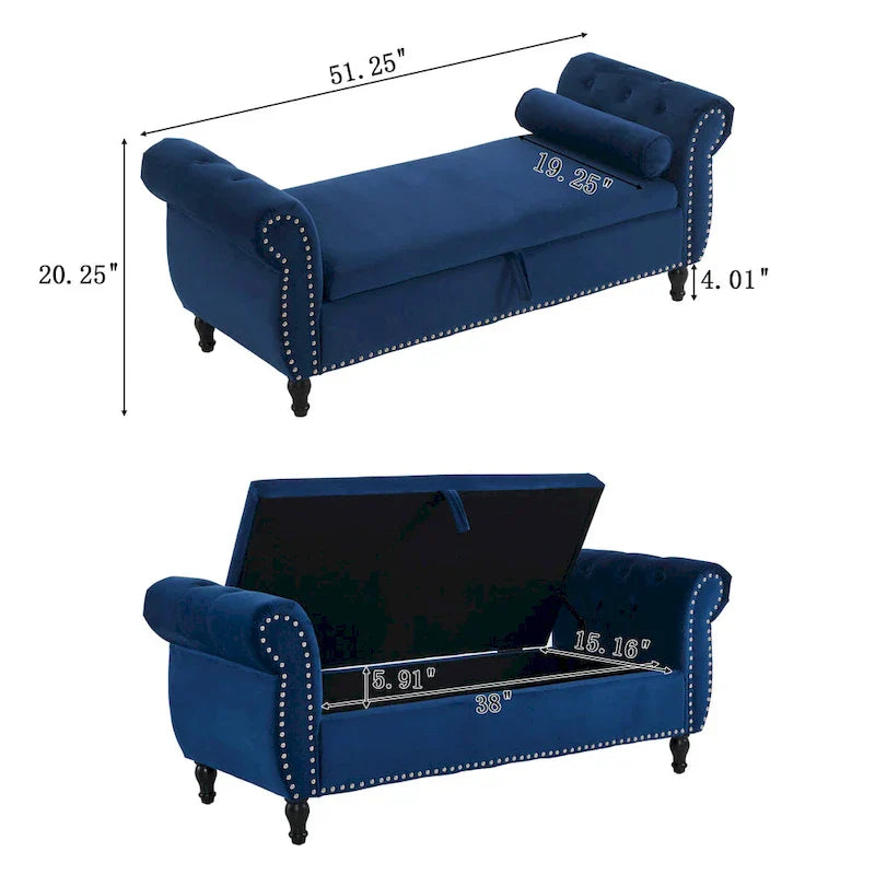 Banc coffre de rangement multifonctionnel traditionnel en velours Xanthia avec oreiller par Christopher Knight Home
