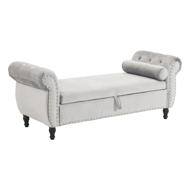Banc coffre de rangement multifonctionnel traditionnel en velours Xanthia avec oreiller par Christopher Knight Home