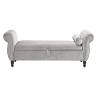 Banc coffre de rangement multifonctionnel traditionnel en velours Xanthia avec oreiller par Christopher Knight Home
