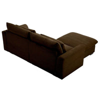 Canapé Sectionnel Confortable en Velours Côtelé avec Coussins et Accoudoirs Ronds, Canapé-Lit en Velours Côtelé Assise Profonde avec Pouf de Rangement