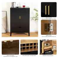 Meuble de buffet avec porte-bouteilles et porte-verres pour couloirs et salons