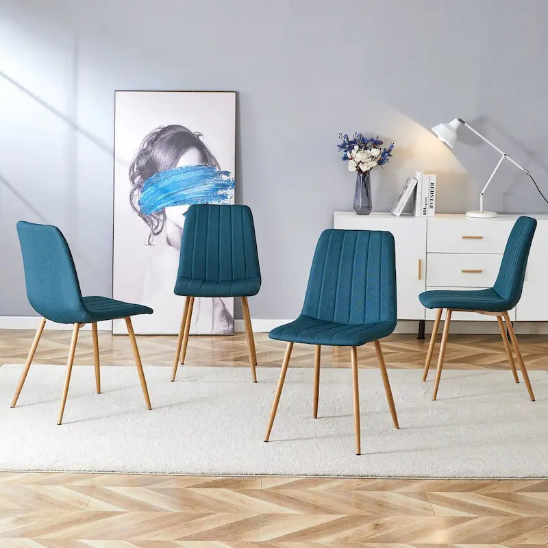 Chaise d'appoint rembourrée en lin à pieds métalliques (lot de 4)