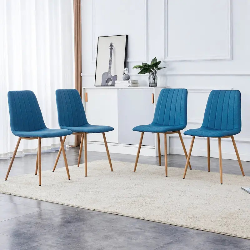 Chaise d'appoint rembourrée en lin à pieds métalliques (lot de 4)