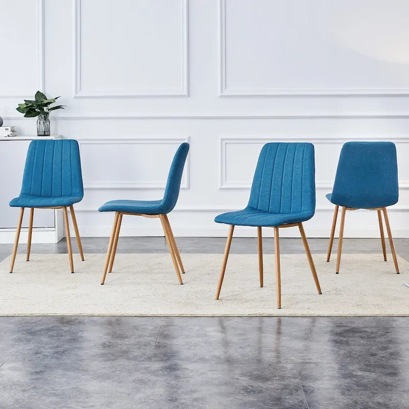 Chaise d'appoint rembourrée en lin à pieds métalliques (lot de 4)