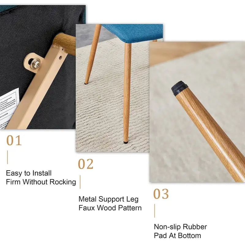 Chaise d'appoint rembourrée en lin à pieds métalliques (lot de 4)