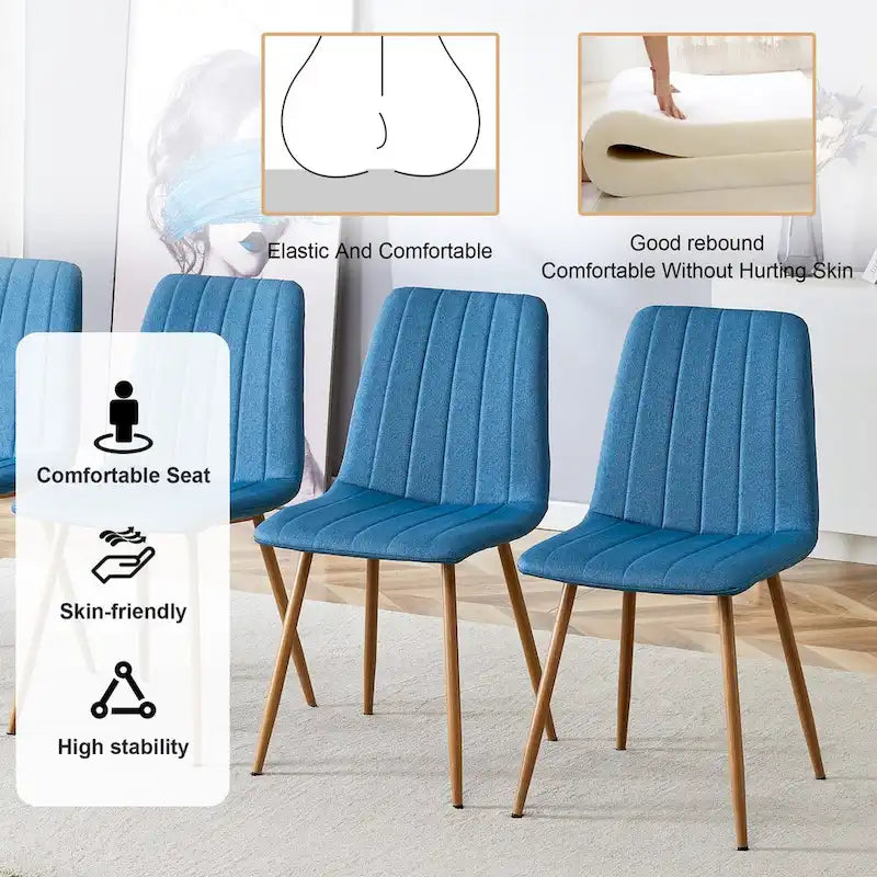 Chaise d'appoint rembourrée en lin à pieds métalliques (lot de 4)