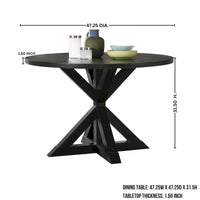 Ensemble de salle à manger rond 5 pièces Roundhill Furniture Banff, table ronde à traverse croisée avec 4 chaises capitonnées
